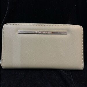 STEVE MADDEN WALLET Mushroom  Soft Textured Gold Zip Around wallet